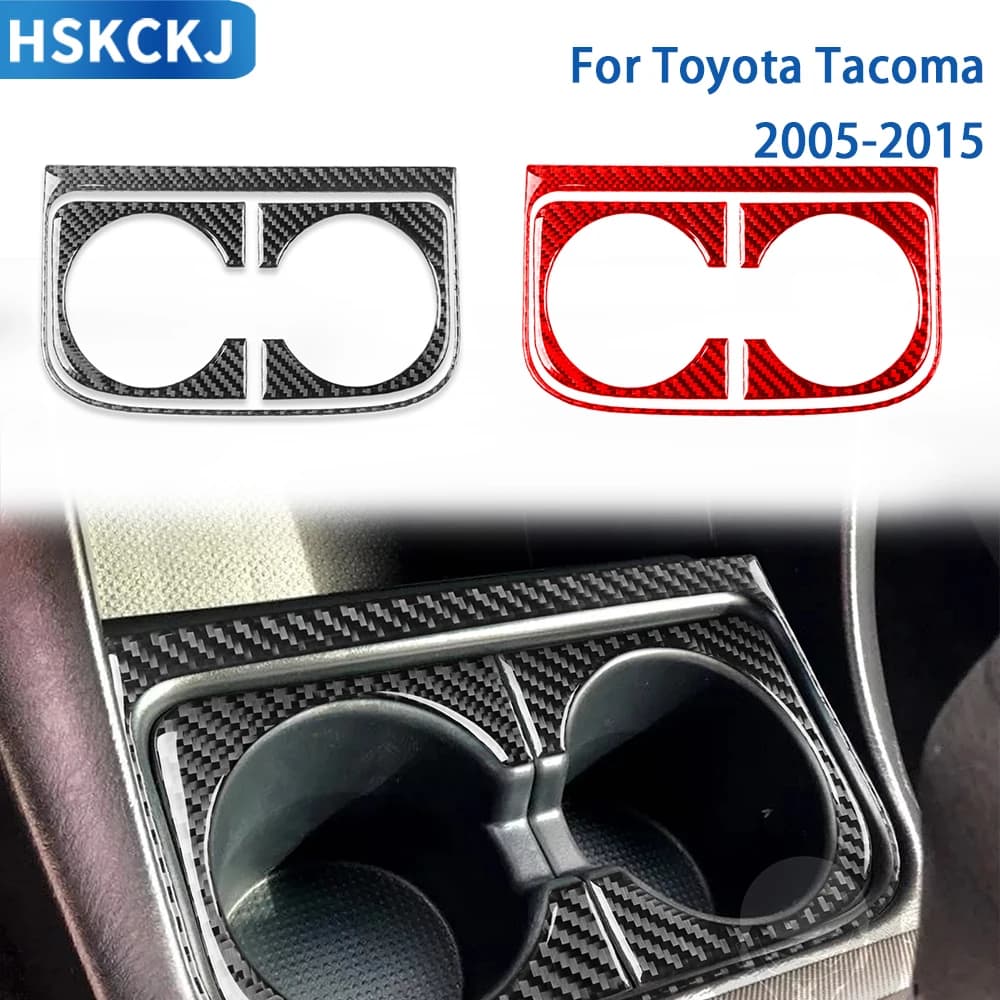 For Toyota Tacoma 2005-2015 Cars Accessories Carbon Fiber Interior Cup Holder Panel Trim Sticker Modified Decoration