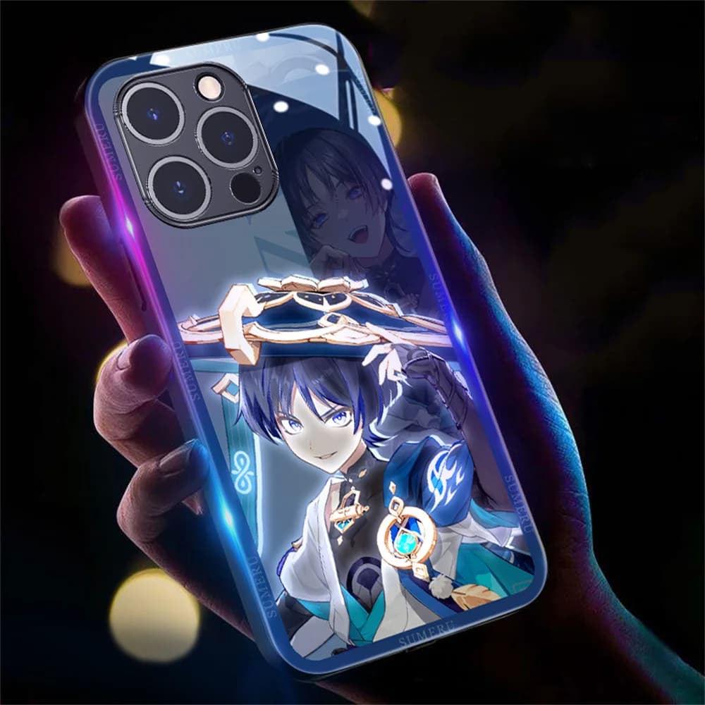 Wanderer Of Genshin LED Light Up Phone Case Glowing Back Cover For Samsung S25 S24 S23 S22 S21 S20 FE Note 10 20 Plus Ultra A54