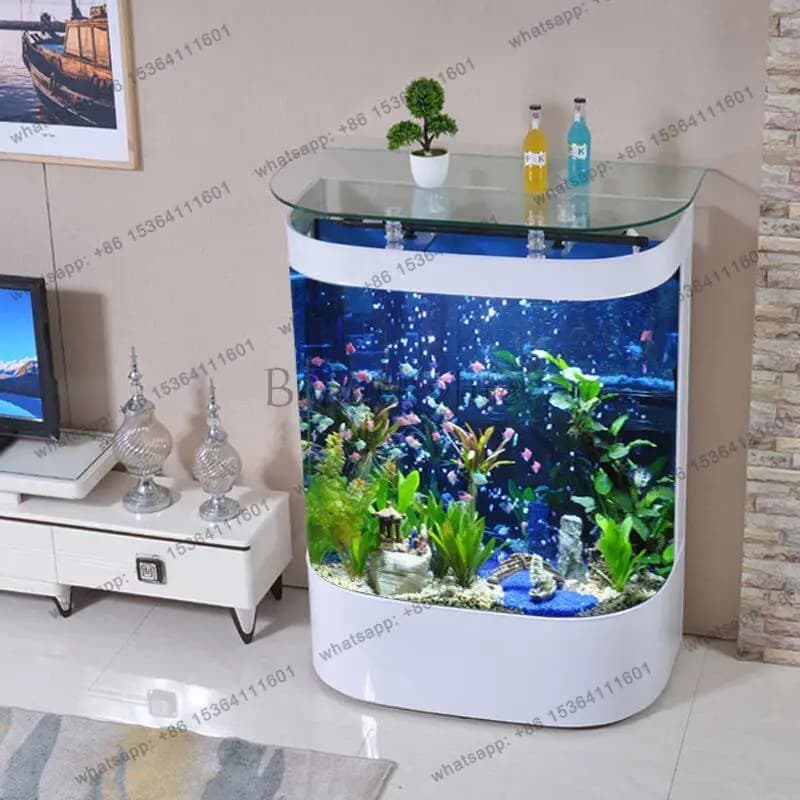 Living room household aquarium round medium and large water-free ecological glass landscaping large goldfish tank