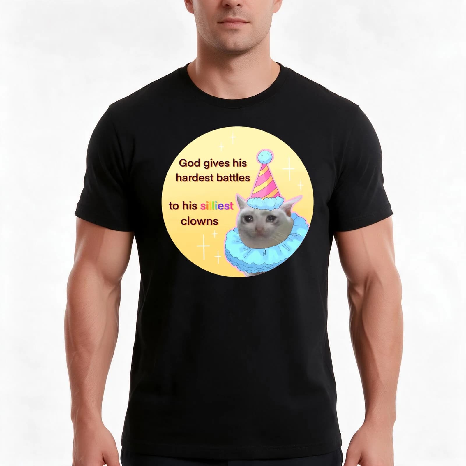 God gives his hardest battles to his silliest clowns T-Shirt, Summer Casual Cotton Tee, Oversized Streetwear Tops, 100% Cotton