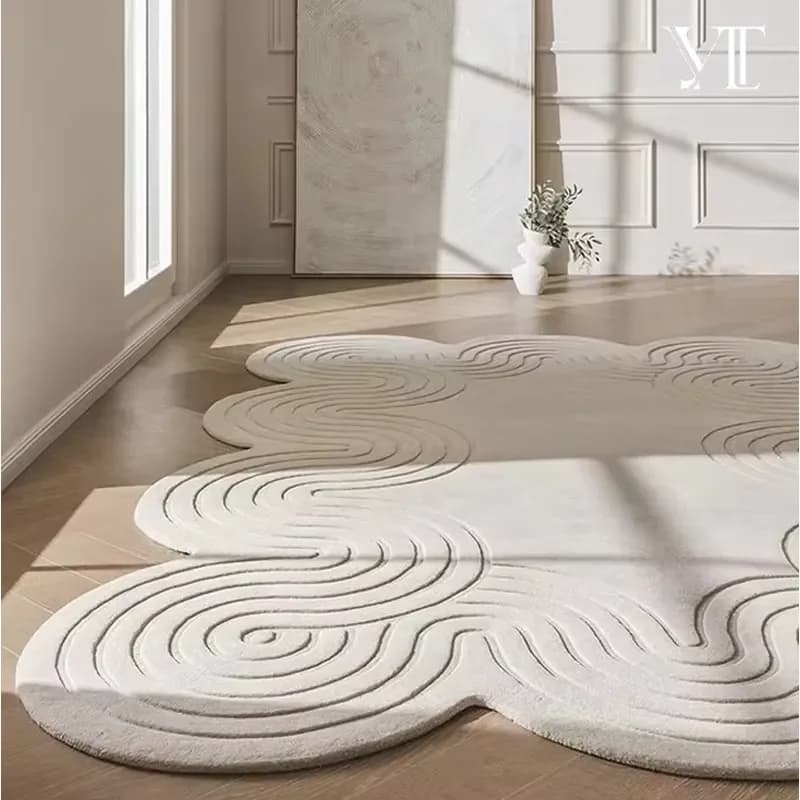 French Woven Style Irregular Handmade Wool Rugs for Living Room and Bedroom