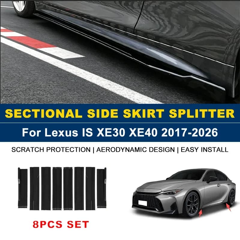 2.2m Sectional Side Skirt Extension Lips Side Spoiler, Car Exterior Modified Upgrade Kit For Lexus IS XE30 XE40 2017-2026 2018