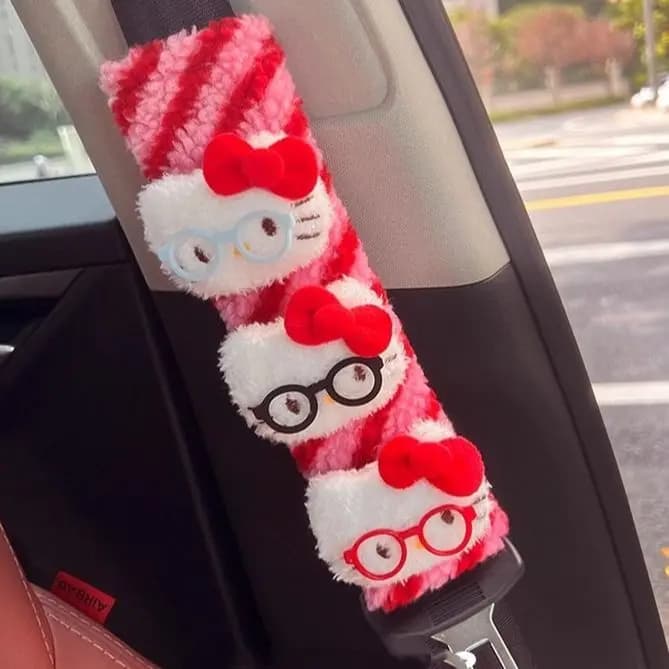 Hello Kitty Car Safety Belt Cover Adjustable Seat Belt Cover Shoulder Strap Cover Car Shoulder Protector Pad Auto Accessories