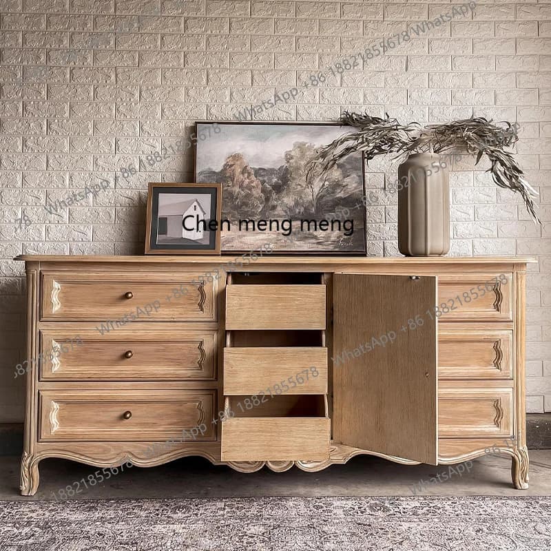 Retro style dining side cabinet small apartment household kitchen storage living room storage decoration