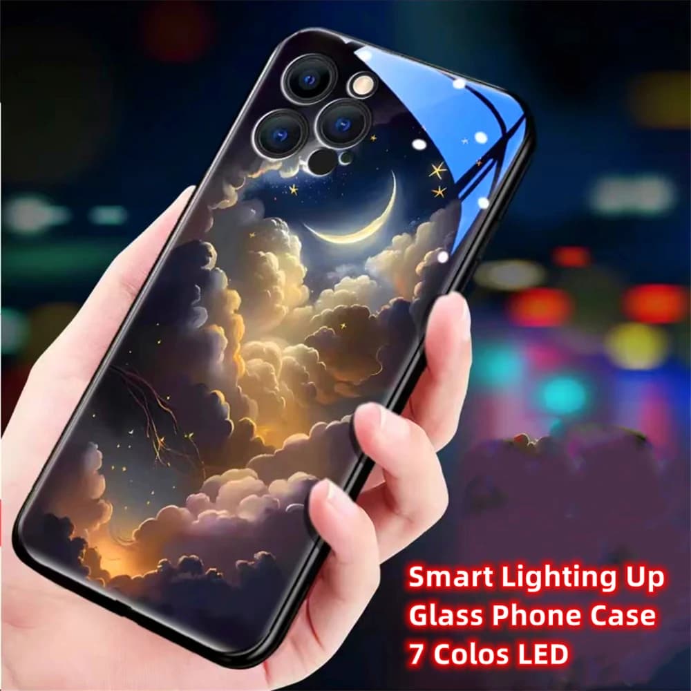 So Pretty Vast Stars Smart LED Light Up Glass Phone Case For Samsung S25 S24 S23 S22 S21 S20 FE Note 10 20 Plus Ultra A54