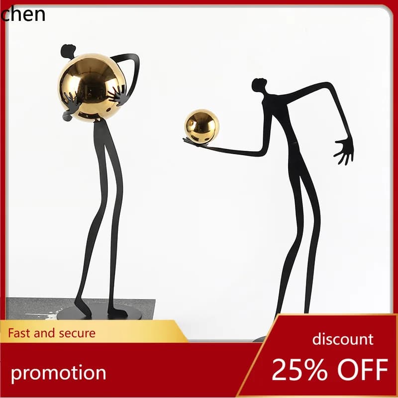 H1 Simple and Creative Ball-Holding Figure Sculpture Ornament for Club Front Desk, Living Room, and Entryway Decoration