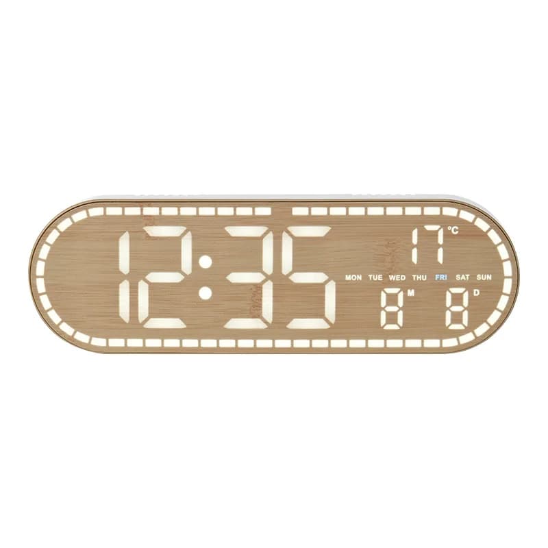 LED Digital Wall Clock Dual Alarms Electronic Clock Temperature Date Week Display Timing Function Home Bedroom Decor