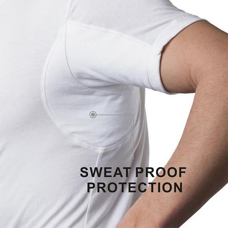 High Quality Crew Neck Heavy T-shirts With Anti-sweat Pad Sweat Proof Men's Casual Plain Oversized Tee Undershirt For Men