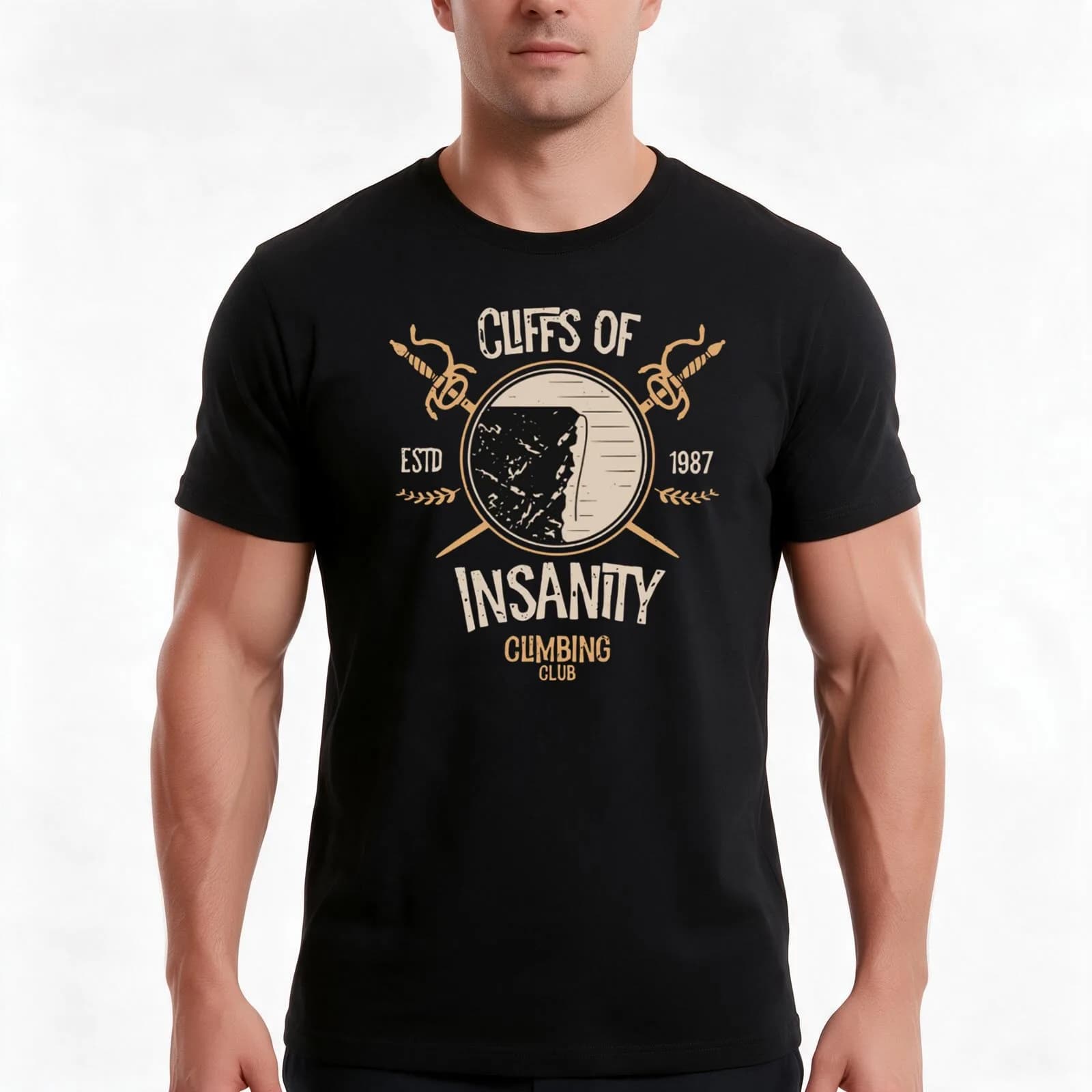 Cliffs Of Insanity T-Shirt, Summer Casual Cotton Tee, Oversized Streetwear Tops, Vintage Graphic Print, Loose Fit Short Sleeve