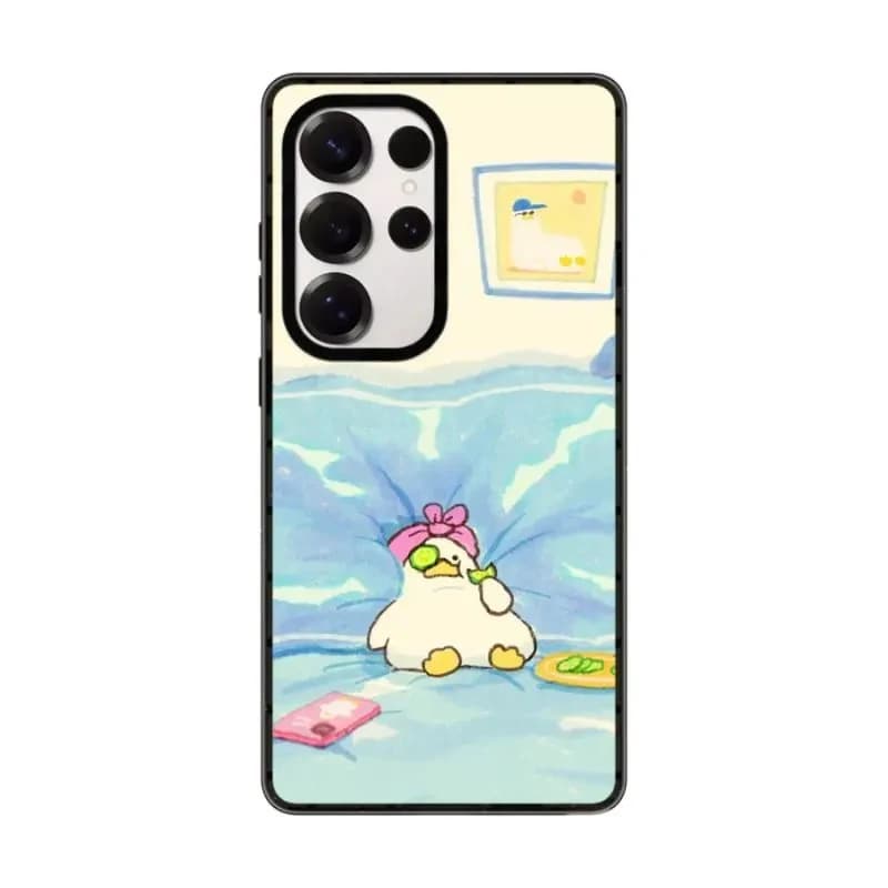 Funny Skincare Duck Acrylic Border Magnetic Phone Cover for Samsung Galaxy S23 S24 S25 Ultra S25+ Plus Case