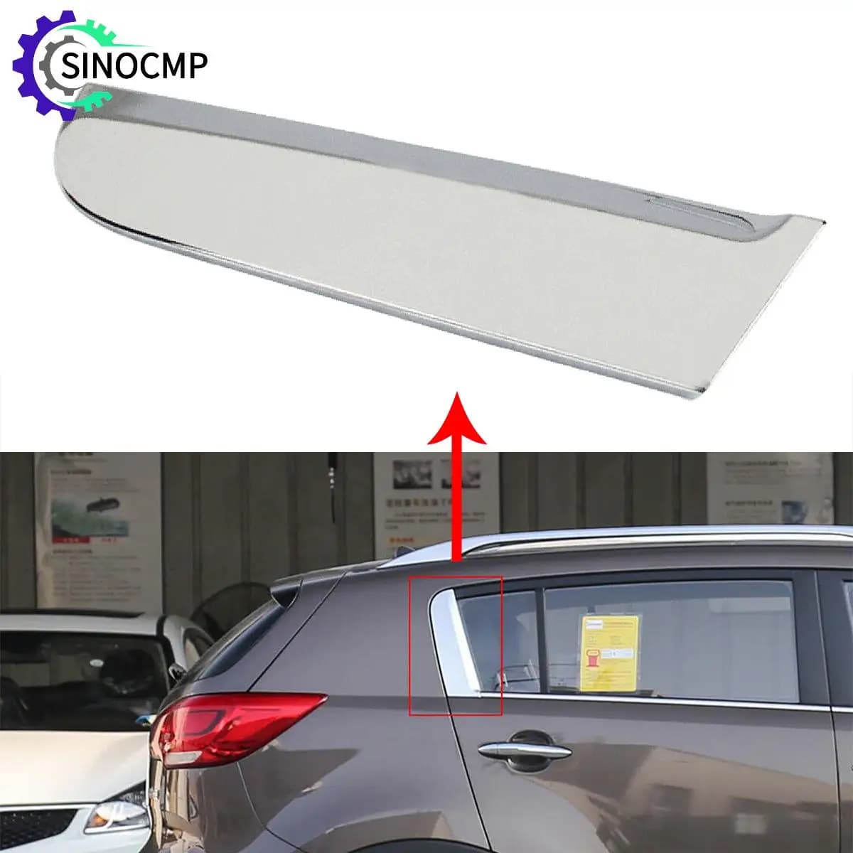 For KIA Sportage 2011-2016 832703W010 832803W010 83270-3W010 83280-3W010 Door Belt Chrome C Pillar Cover Triangular Window Trim