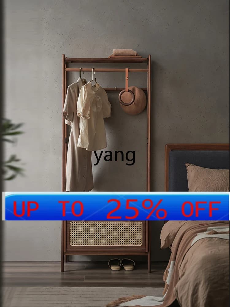 LMMM coat rack floor-to-ceiling bedroom solid wood hanger household multi-functional black walnut hanger