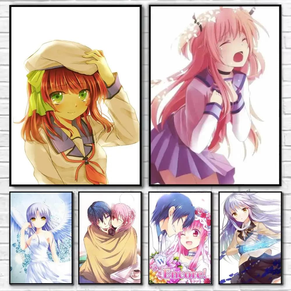 A-Angel Beats  Poster Self-adhesive Art Waterproof Paper Sticker Coffee House Bar Room Wall Decor