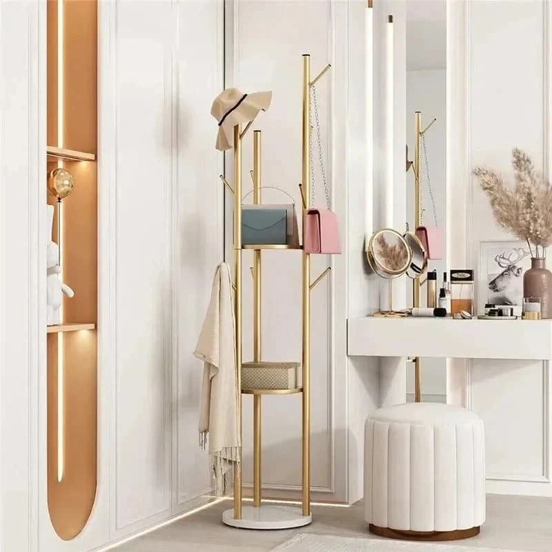 Modern Gold Standing Organizer Coat Racks Metal Cloth Hangers Living Room Floor Nordic