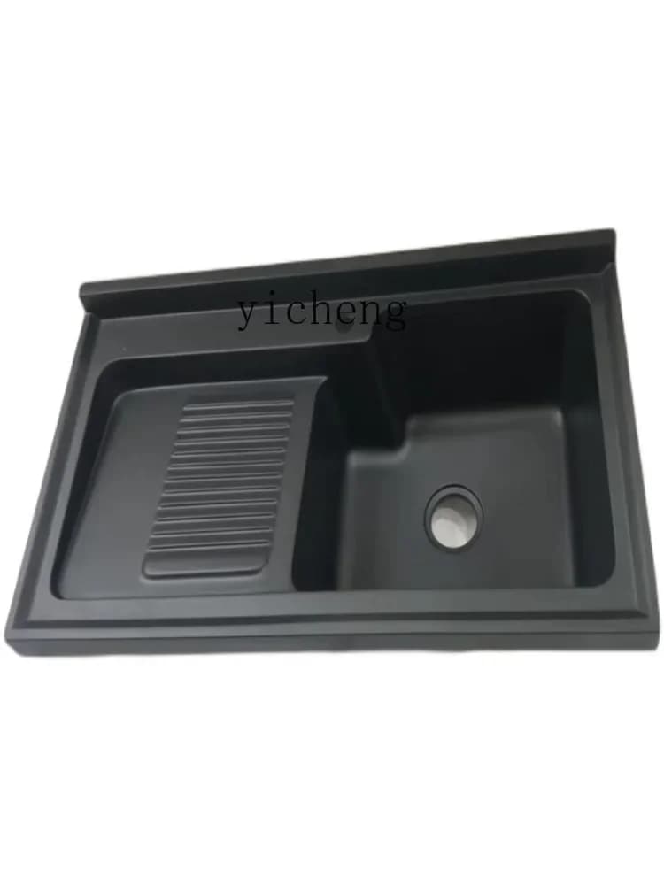 BB  black artificial stone washbasin with washboard laundry basin integrated countertop laundry basin