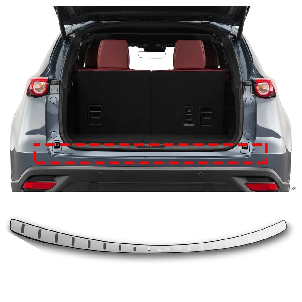 For Mazda CX-9 CX9 CX 9 2016-2022 2023 Trunk Trim Rear Bumper Protector Car Accessories Stainless Steel Door Sill Scuff Plate