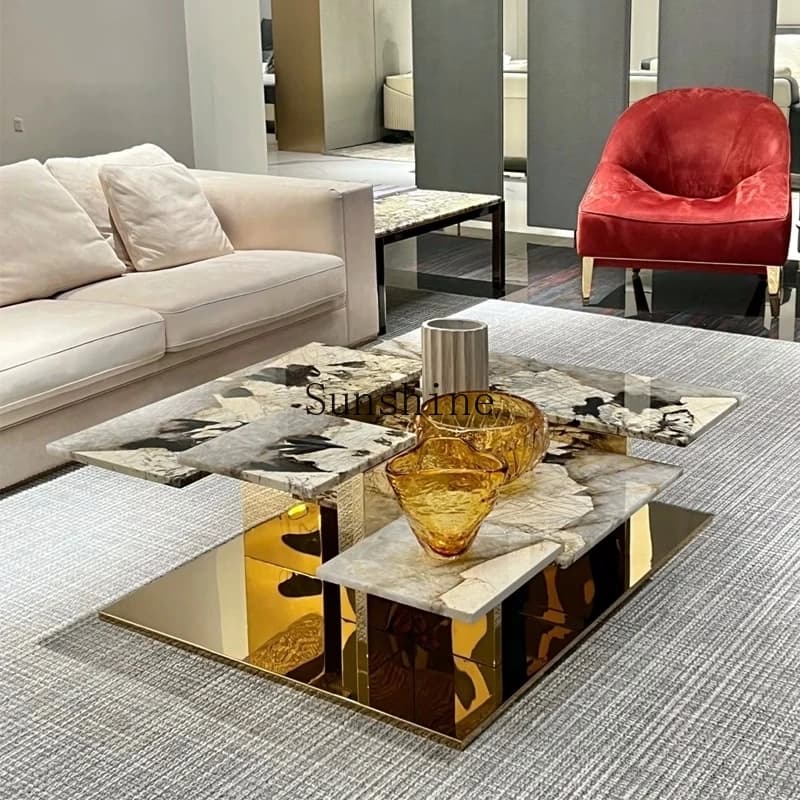 Italian light luxury stone square high-end customized coffee table