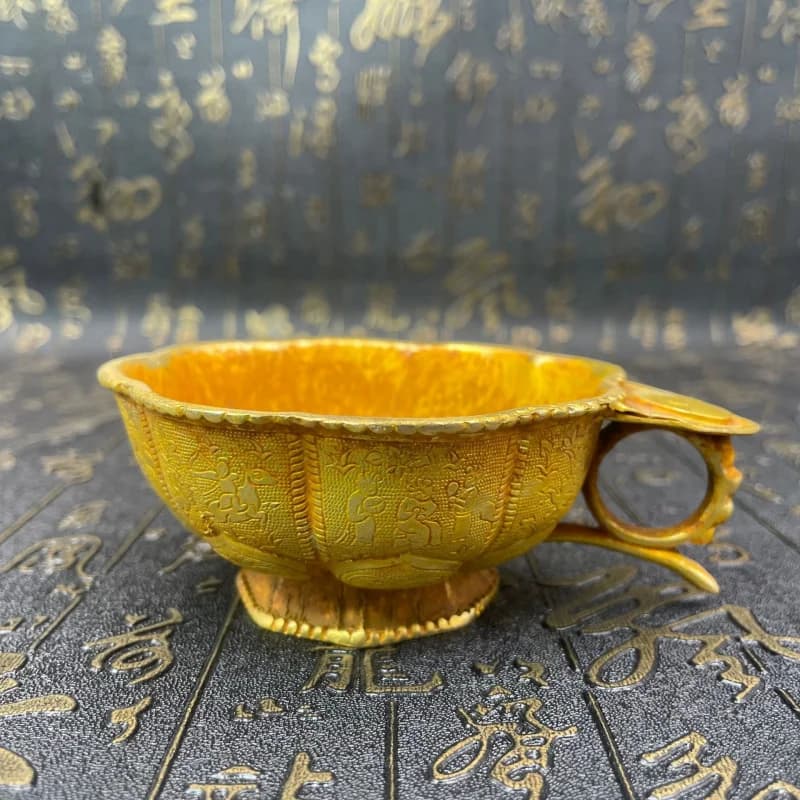 Antique Crafts Pure Copper Thickened Gilded Cup Wine Cup Water Cup Tea Cup Crafts Ornaments Miscellaneous Items