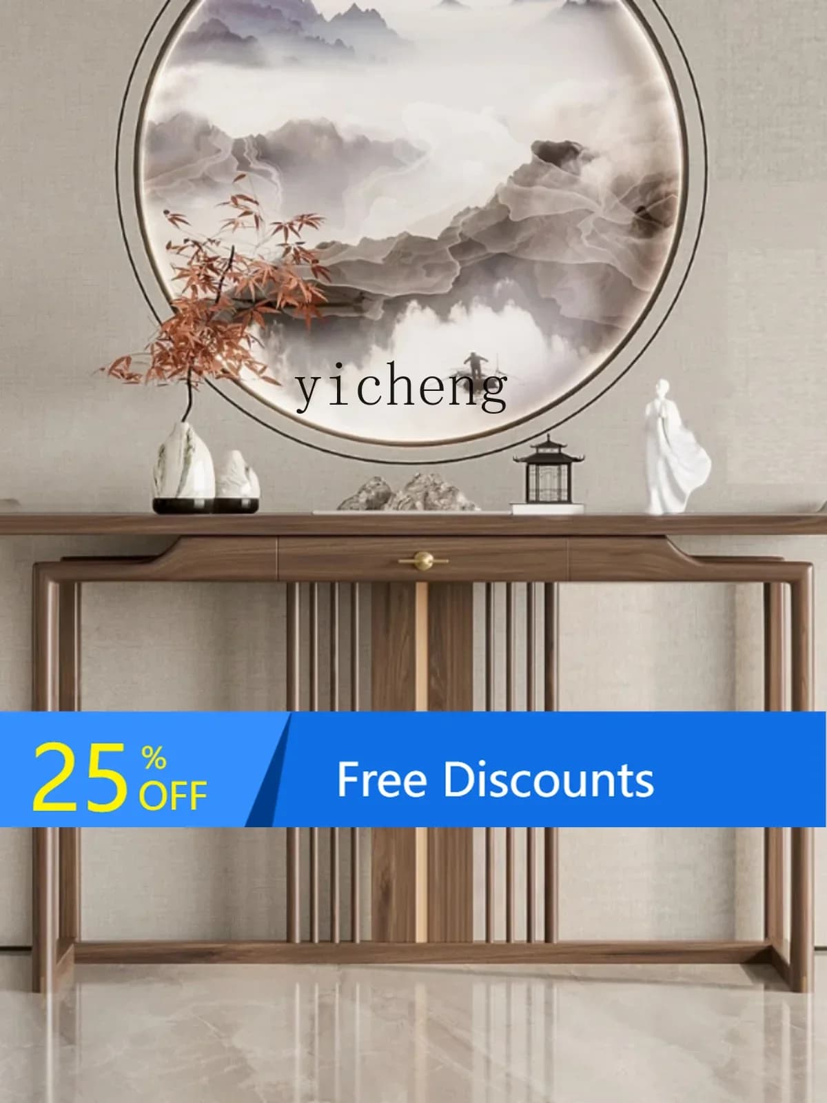 LYY Console Tables Ugyen Wood Side View a Long Narrow Table Zen Living Room and Hotel Lobby Entrance Wall Altar