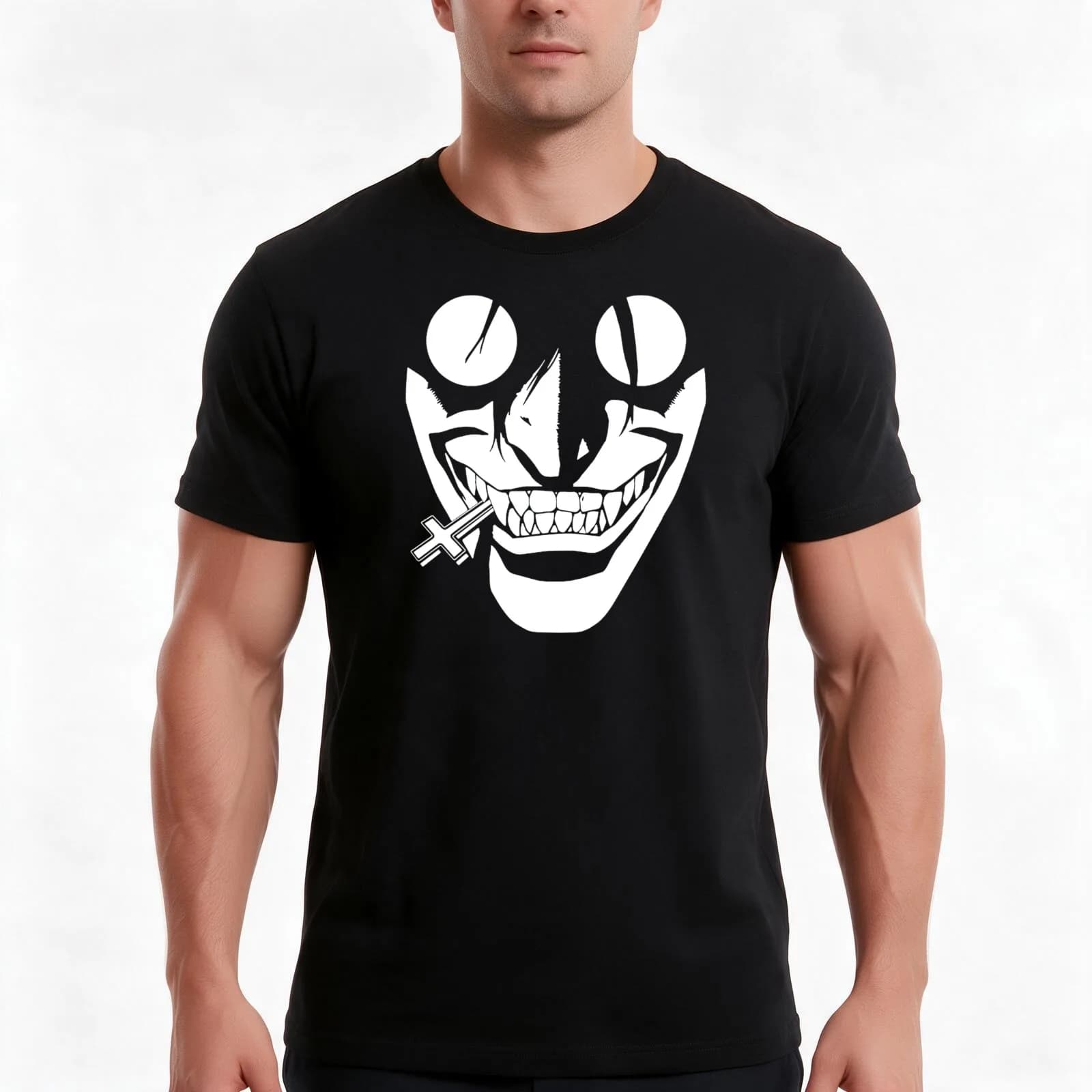 Alucard Hellsing T-Shirt, Summer Casual Cotton Tee, Oversized Streetwear Tops, Vintage Graphic Print, Loose Fit Short Sleeve