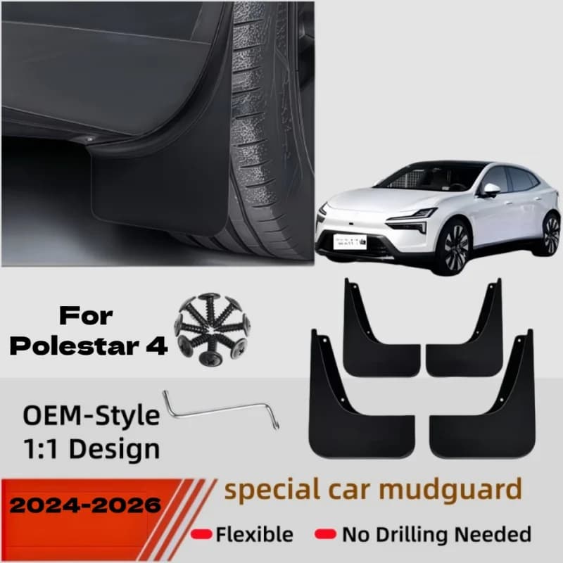 No Drilling Mud Flaps For Polestar 4 Accessories 2024 2025 2026 Front Rear Fender Covers Guard Wheel Mud Parts Paint Protector
