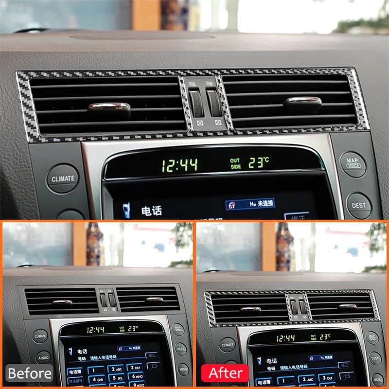 For LEXUS GS 2006-2011 Carbon Fiber Car Central Control Air Outlet Vent Trim Frame Decoration Sticker Auto Interior Accessories