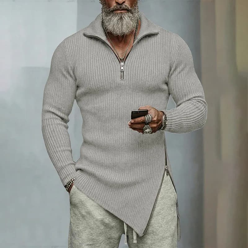 Men Autumn Winter Long Sleeve T-Shirt Elastic Slim Fit Solid Color Sports Gym Irregular Hem Workout Top For Men