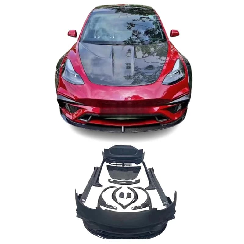 Model 3 ZNDR IM Style Self-adhesive Body Kit Front Rear Bumper Hood Side Skirts Diffuser Wheel Arches Exterior Modified