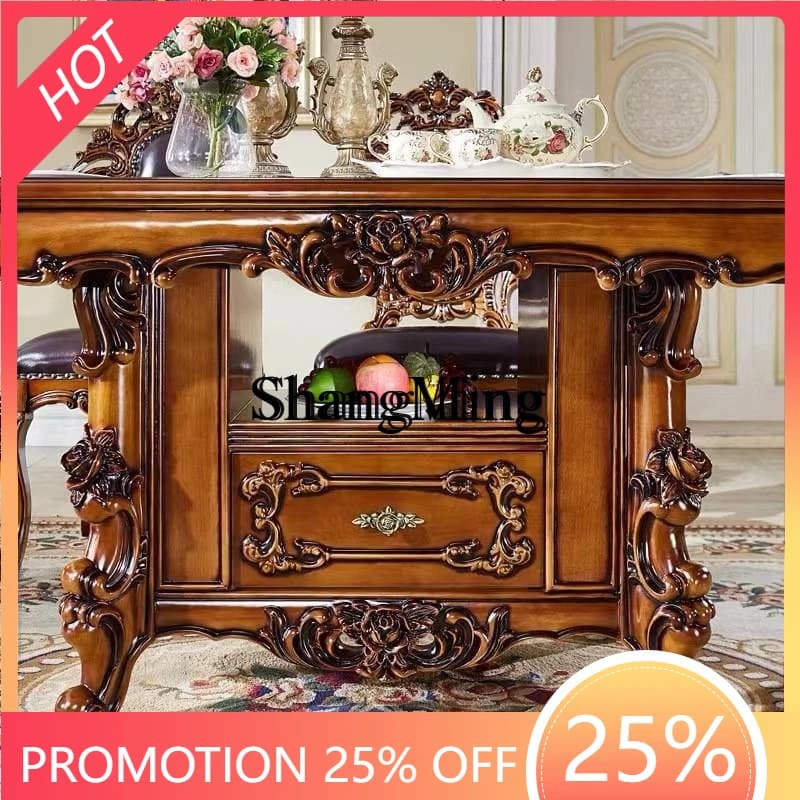 CL  rectangular size apartment dining table household solid wood storage dining table