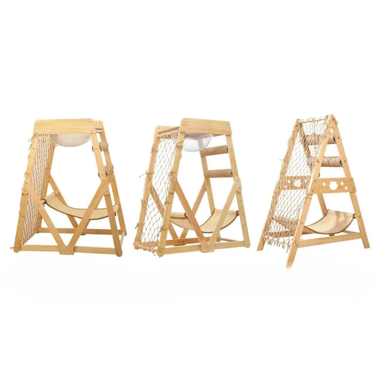 Wooden Cat Tree for Cat Scratching Post Wear Resistant Grind Claws Cats Jumping Toy Activity Center Rest Hut Climbing Frame