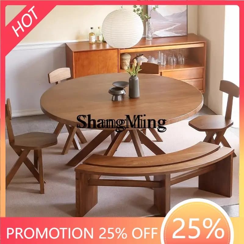 CL round solid wood small round table retro simple walnut small  table round  small