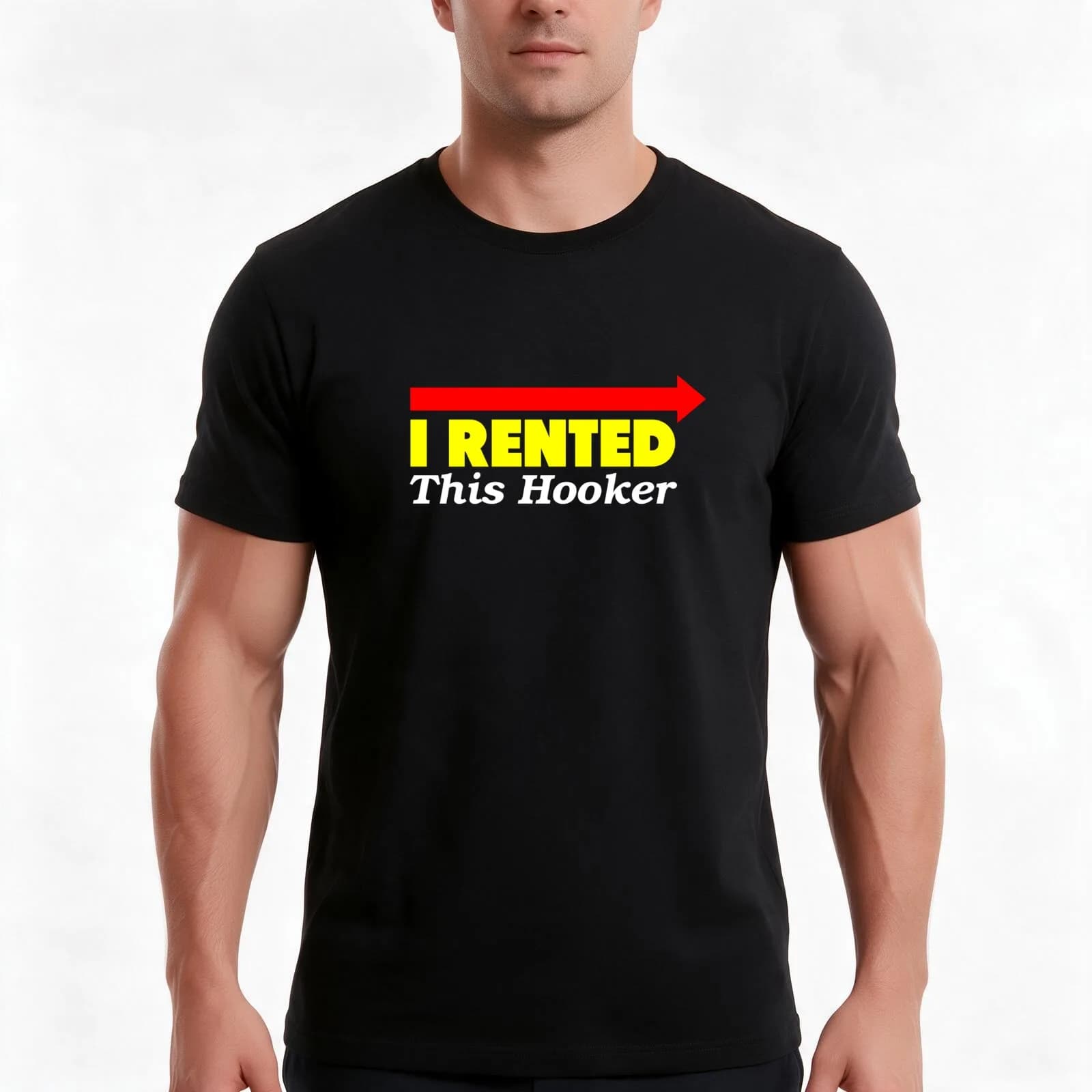 I Rented This Hooker T-Shirt, Summer Casual Cotton Tee, Oversized Streetwear Tops, Vintage Graphic Print, Loose Fit Short Sleeve