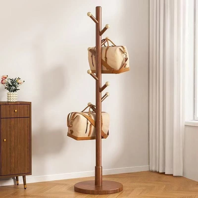 Solid Wood Coat Racks Floor-standing Coat Hat Rack Bedroom Household Hanging Clothes Rack Simple Large Dormitory Hanging Hook