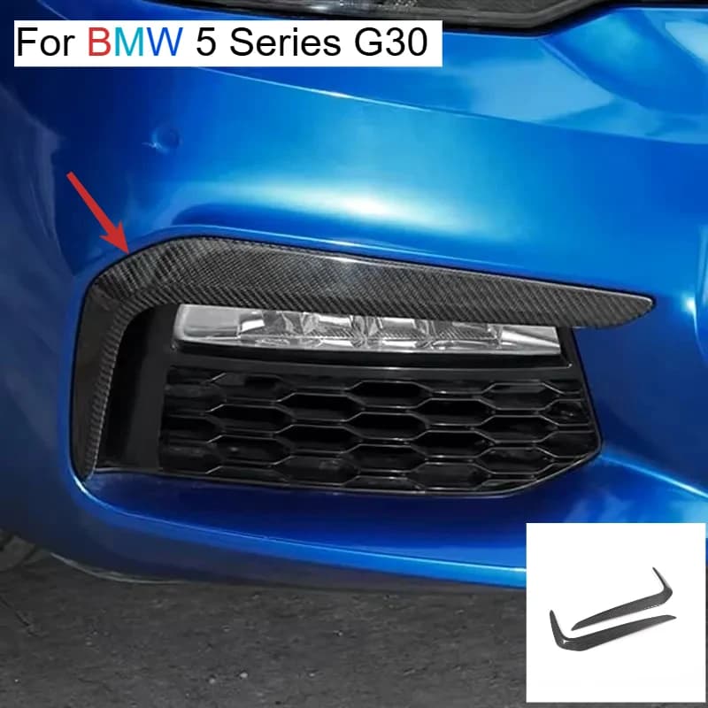 For BMW 5 Series G30 sports 2018-22 Real Carbon Fiber Car Front Bumper Lip Splitter Spoiler Fog Light Trim Strip Car Accessories