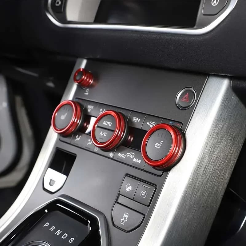 For Land Rover Evoque 2012-2018 Aluminum Alloy Silver/Red Car Air Conditioner Volume Knob Ring Trim Car Interior Accessories