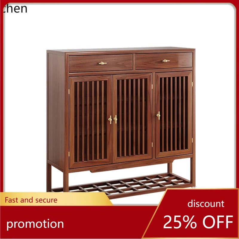 ZML Solid Wood Movable Shoe Cabinet Entryway New Chinese Style Integrated Storage Cabinet