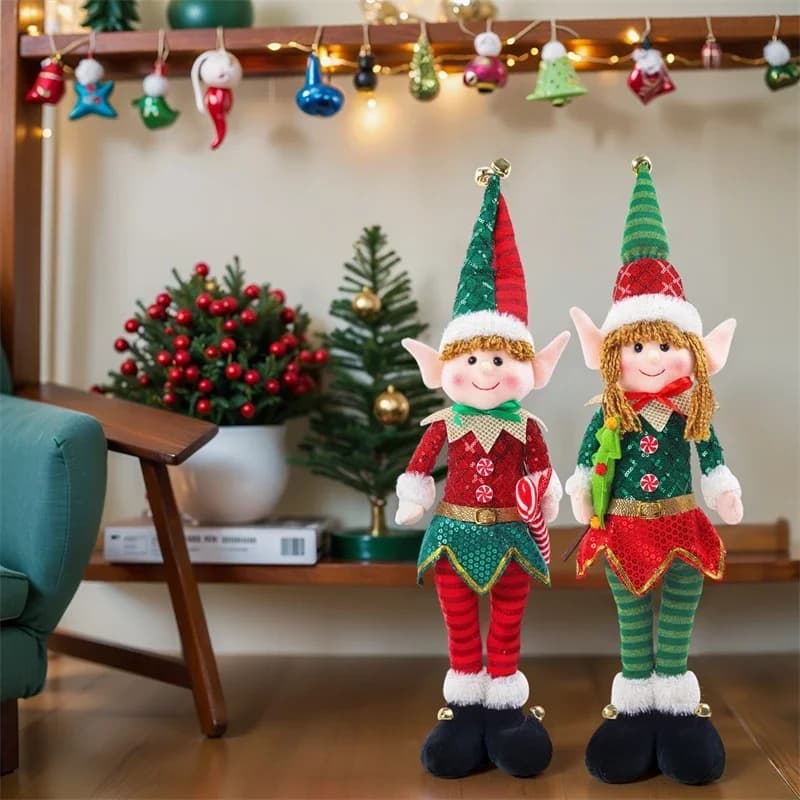 Standing Cloth Elf Figure  Fabric Doll For Christmas Party Table Decor Home Mantel Cozy Holiday Gift For Kids Couples