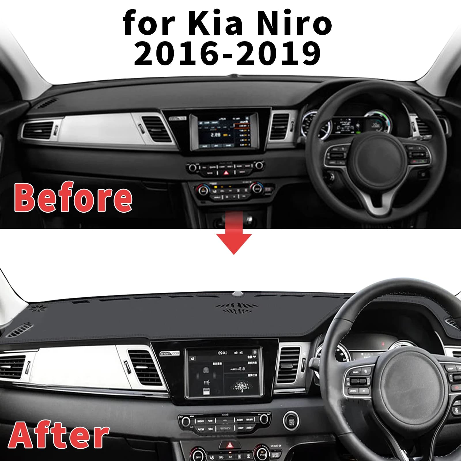 for Kia Niro e-Niro 2019-2016 Dashboard Cover Sun Shade Protector Dashmat Anti-Glare UV Block Carpet Mat Automotive Dash Mat