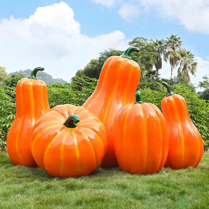 Large-scale simulated pumpkin sculpture outdoor garden scenic spot landscaping landscape decoration fiberglass vegetable