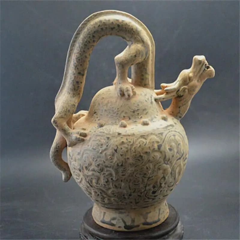Blue Glazed Dragon Pattern Beam Backflow Pot Ancient Porcelain Decoration exquisite handicraft