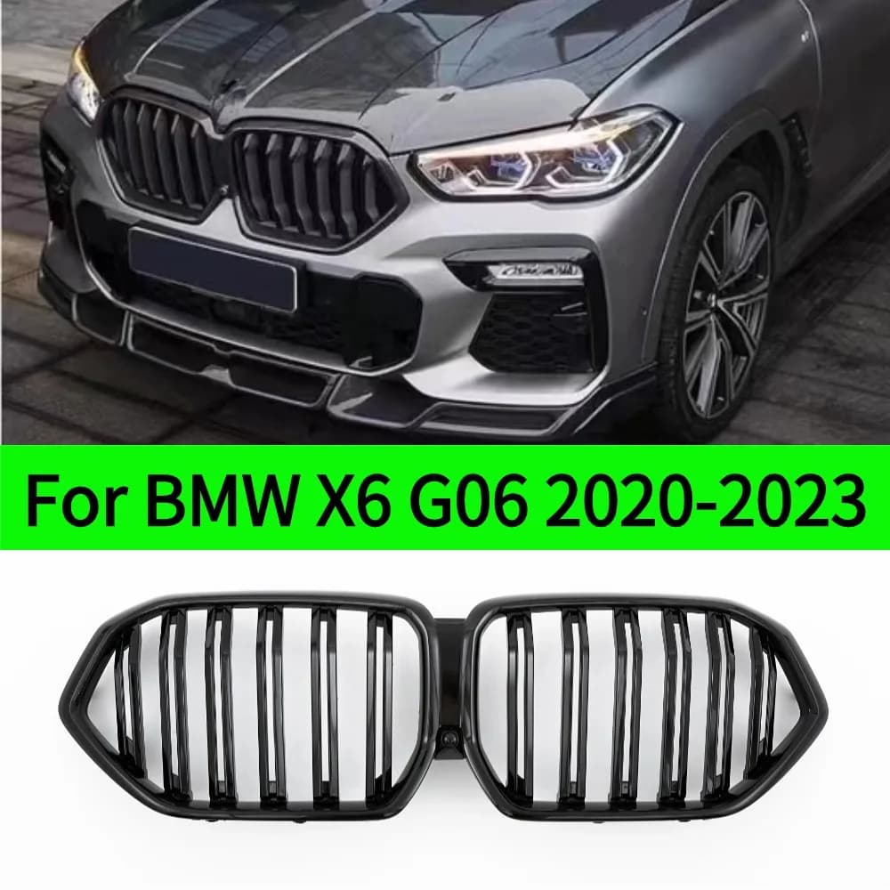 For MW X6 G06 2020-2023 Front Bumper Kidney Grill Single Double Slat ABS Racing Grille Car Accessory Replacement Auto Part