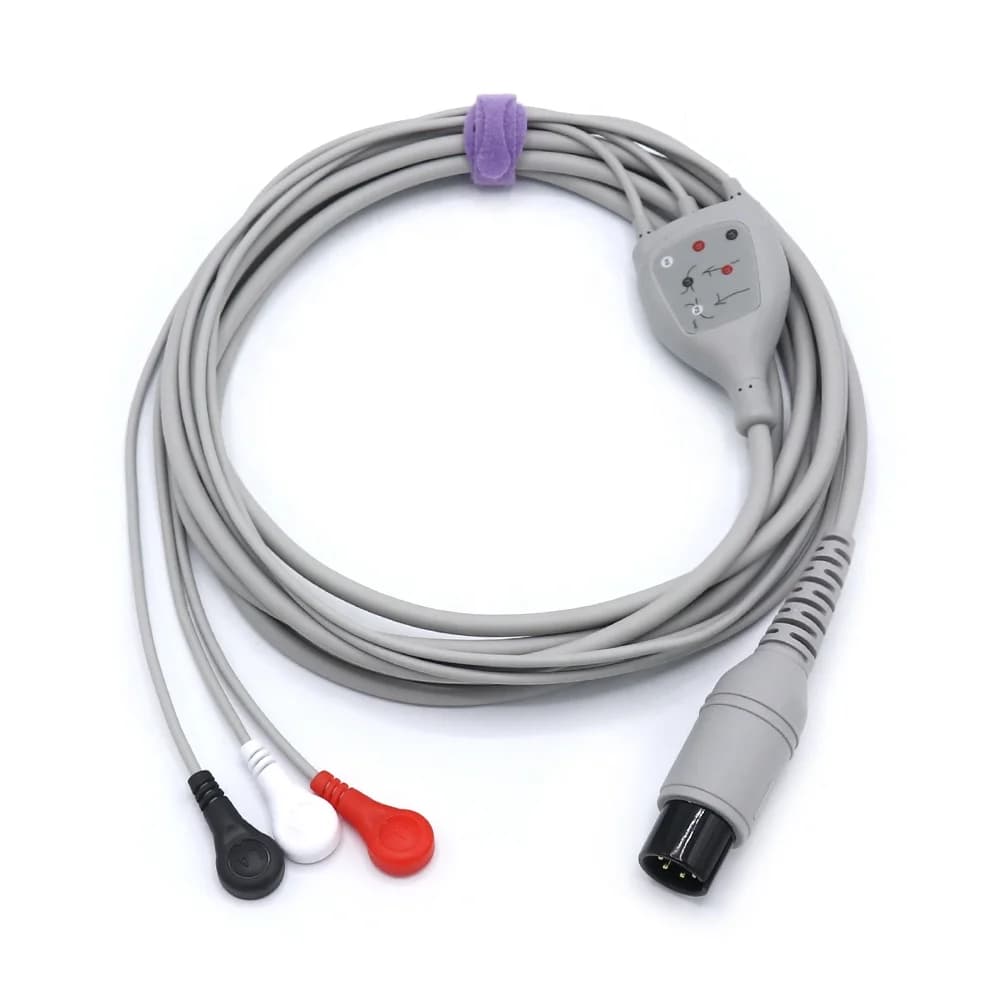 General 6 Pins ECG Cable 3 Leads Snap Leadwires AHA ZOLL AAMI Biolights