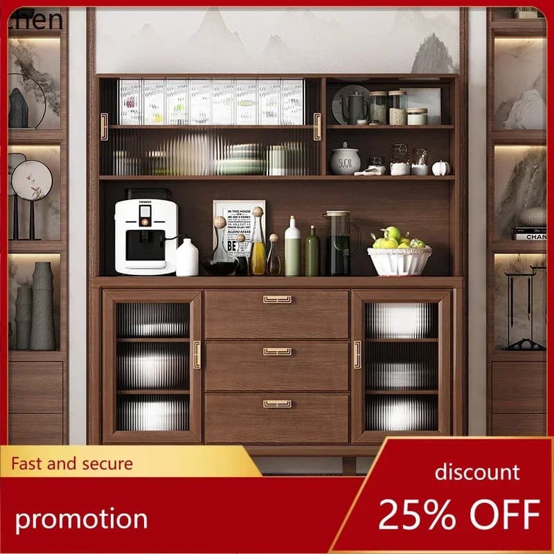 HXL Solid Wood Sideboard High Cabinet Wall-Mounted Living Room Storage Tea Side Cabinet