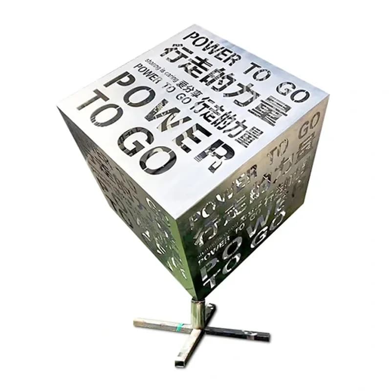 View outdoor large park square stainless steel figure sculpture pump