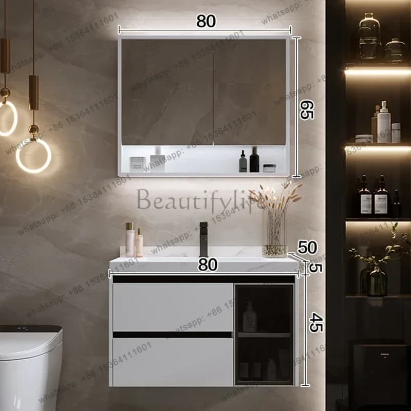 Simple Bathroom Cabinets Multifunction Wall-mounted Vanity with Sink Smart Mirror Cabinets Furniture Arredo Bagno