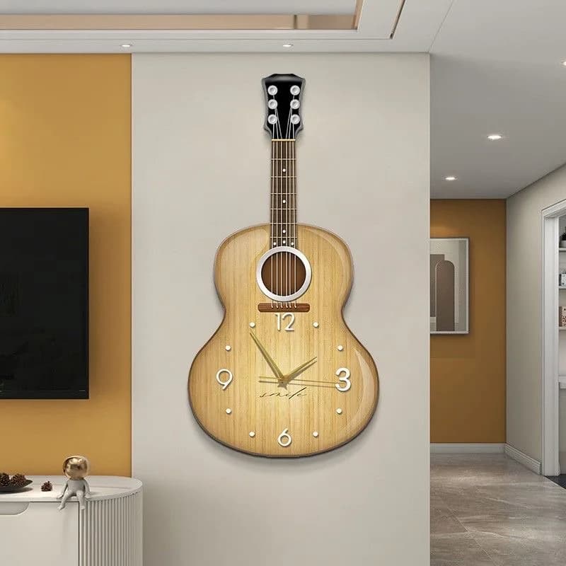 Guitar violin model creative clock wall-mounted music room practice room creative clock silent living room artistic wall clock