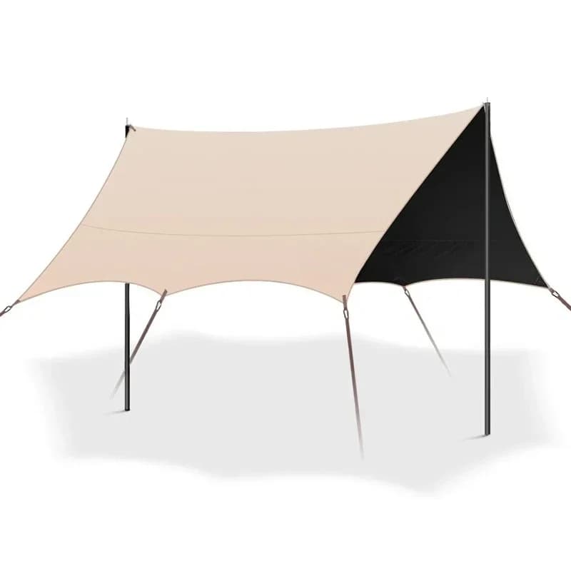 Vinyl canopy tent outdoor tables and chairs camping six-piece set free camping sun protection quick open windproof large awning