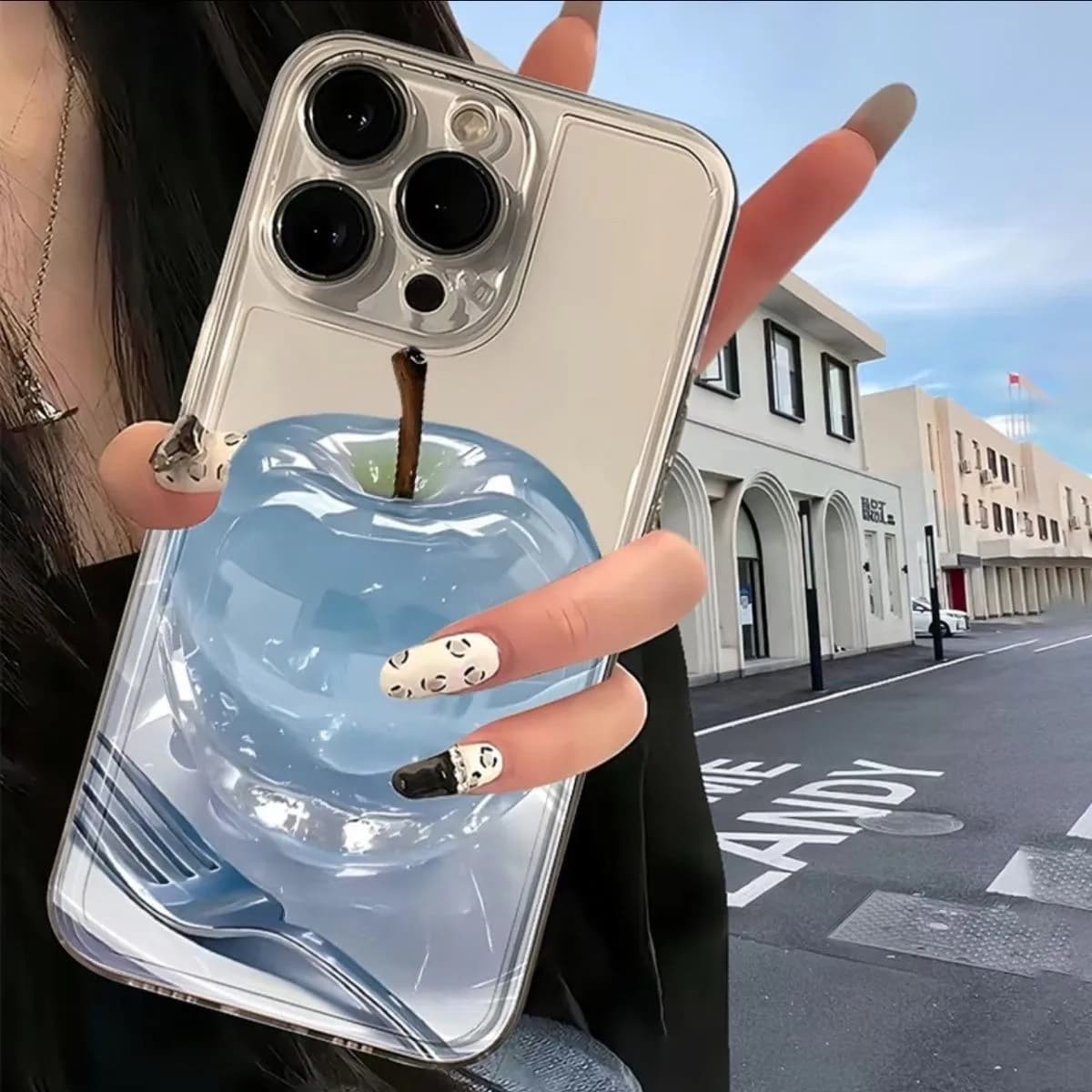3D Stereo Blue Apple Case For Samsung A02 A03 A10 A20 A50 A11 A31 A51 A71 A12 A13 A22 A32 A52 A72 A23 A33 A53 A73 Phone Case