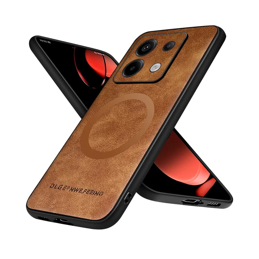 OLGE Luxury Texture Classic Magnetic Leather Case for Redmi Note 13 Pro Plus 13 Pro 13 POCO M6 Pro Wireless Charging Case
