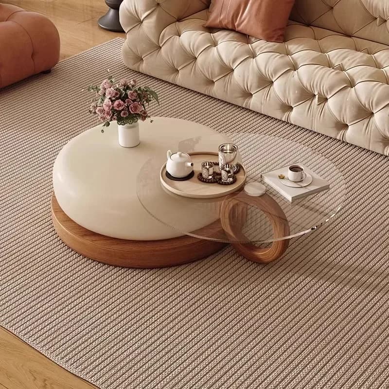 Glass Transparent Coffee Table Round Minimalist Aesthetic Designer Coffee Table Nordic Modern Mesa Auxiliar Postmodern Furniture